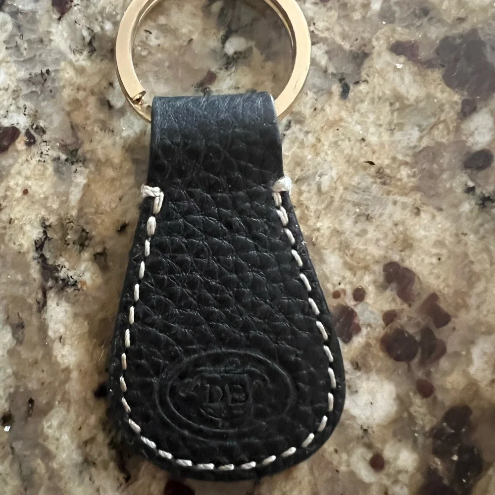 Black DOONEY & BOURKE Leather Key Fob with Embossed DB Logo